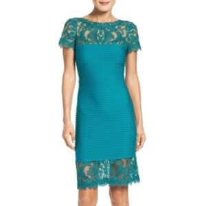 Tadashi Shoji Teal Lace Midi Dress